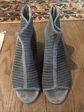 Eileen Fisher Peep-Toe Ankle Booties in Gray